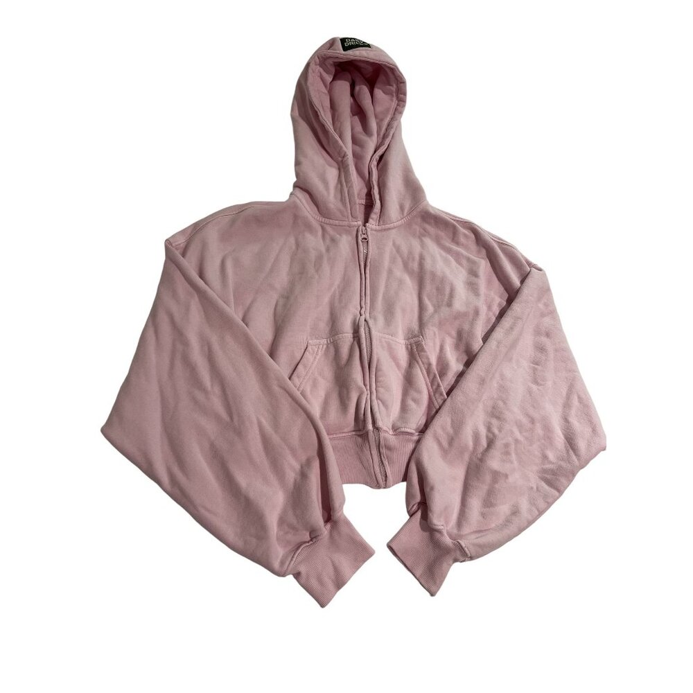 Daily Drills Cropped Zip Hoodie in Pink